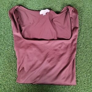 Live in the Moment Bodysuit Square‎ Neck Long Sleeve Casual Top Large